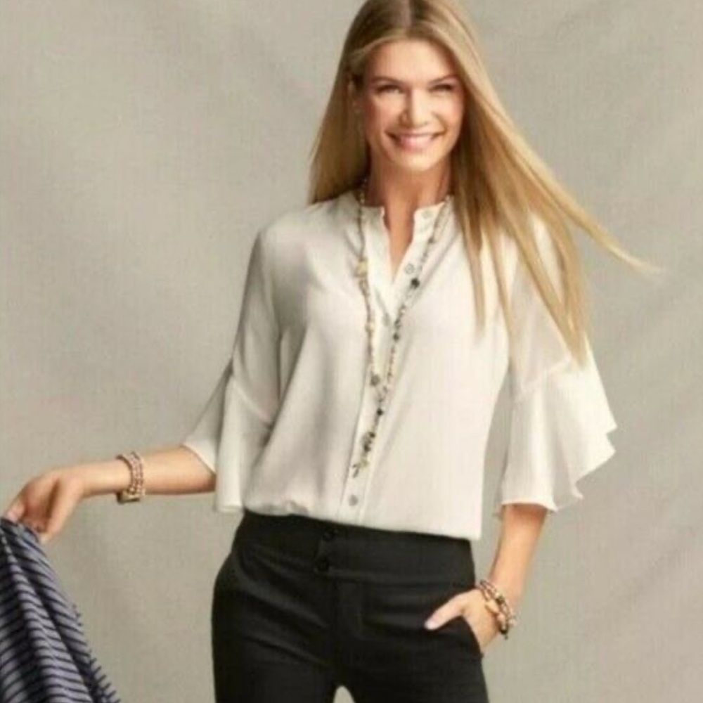 Cabi White Float Button-Up Blouse 5521 - image 2